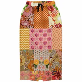 Yogananda Red Floral Patchwork Eco-Poly Long Pocket Skirt