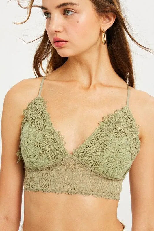 Yours Truly- {Olive, Mustard, Mocha, Clay, & Rust Orange} Lace Bralette w/ Smocking